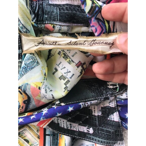 Aratta Silent Journey NYC Taxi Freedom GRAFFITI ART Anthropologie Button Up Top - Picture 14 of 16